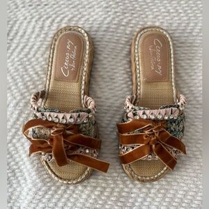 Sam Edelman Brown and Tan Mules with Bow Detail